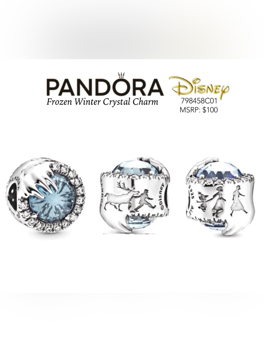 PANDORA Disney Frozen Winter Crystal Charm w/box